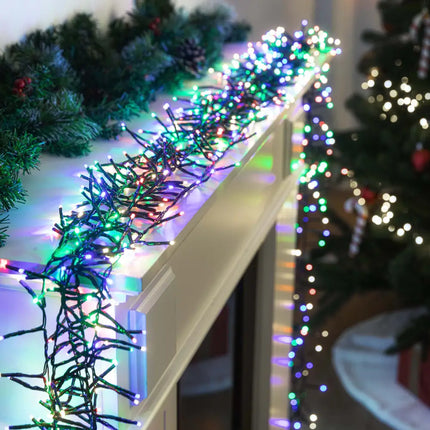 Colorful Christmas lights garland from Cluster Lights with 2000 Warm White LEDs