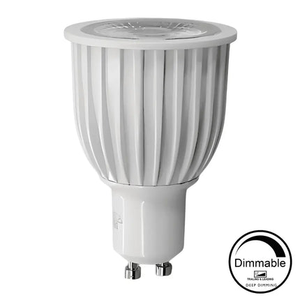 White dimmable LED light bulb for commercial use in GU10 socket, 8W power output