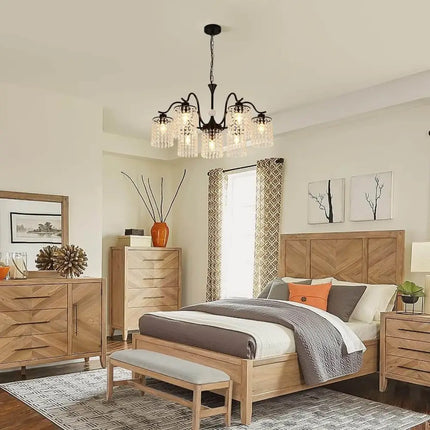 Crystal Chandelier Industrial Farmhouse Black - Home & Garden > Lighting