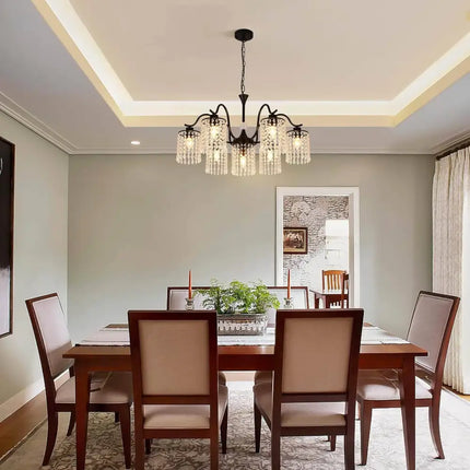 Crystal Chandelier Industrial Farmhouse Black - Home & Garden > Lighting