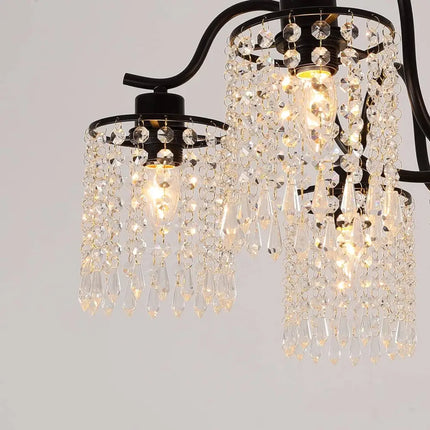 Crystal Chandelier Industrial Farmhouse Black - Home & Garden > Lighting