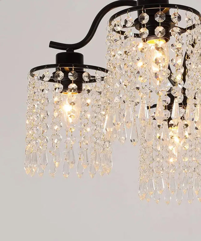 Crystal Chandelier Industrial Farmhouse Black - Home & Garden > Lighting