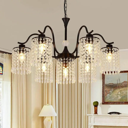 Crystal Chandelier Industrial Farmhouse Black - Home & Garden > Lighting