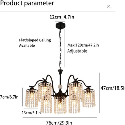 Crystal Chandelier Industrial Farmhouse Black - Home & Garden > Lighting