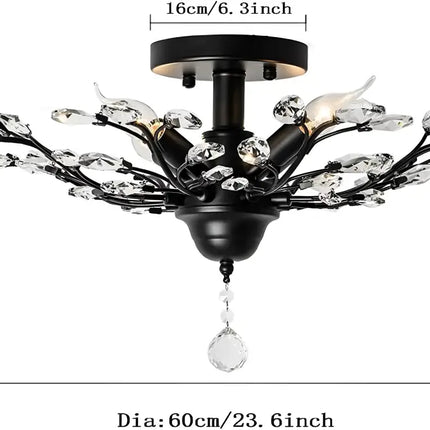 Crystal Chandelier LED Ceiling Light , 4 lights,  Black