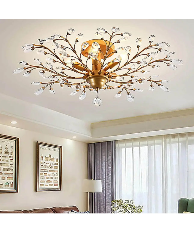 Crystal Chandelier Vintage, 5 Lights, Gold