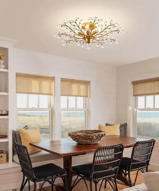 Crystal Chandelier Vintage, 5 Lights, Gold