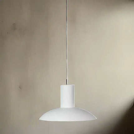 White metal Curva LED pendant with in-built LED lighting and focused lighting fixtures