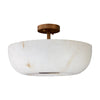 Zurich Flush Mount with alabaster stone and brushed gold accents by Cafe Lighting.