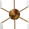 Sophisticated lighting fixture with brushed gold and opal glass accents.