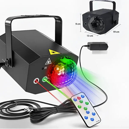 Black disco light with remote control for dance parties and rave stage effects