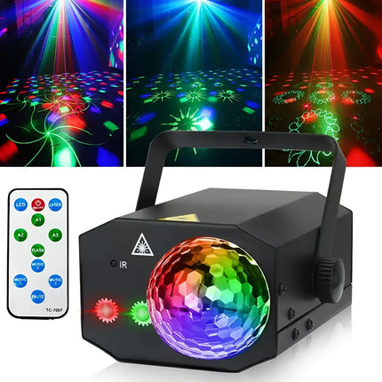 Black disco light with remote control, ideal for dance parties and stage performances
