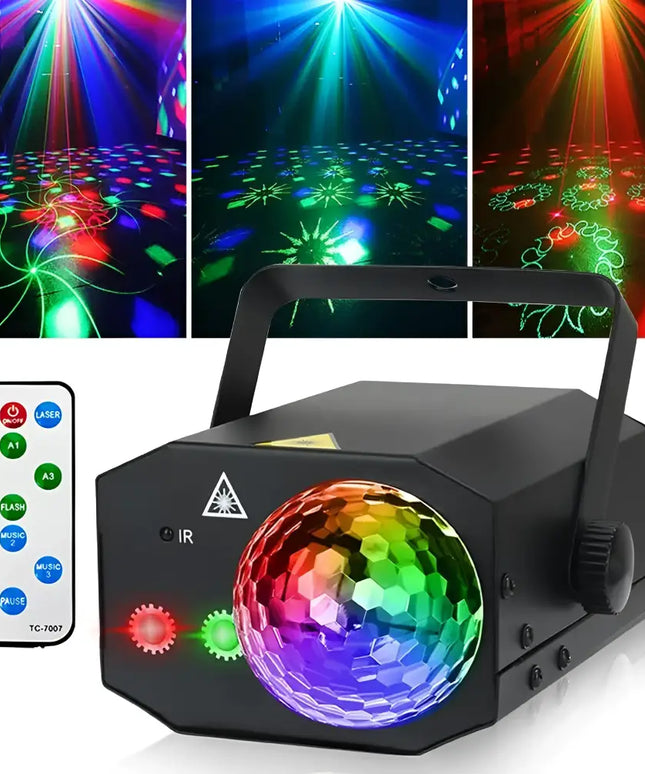 Black disco light with remote control, ideal for dance parties and stage performances