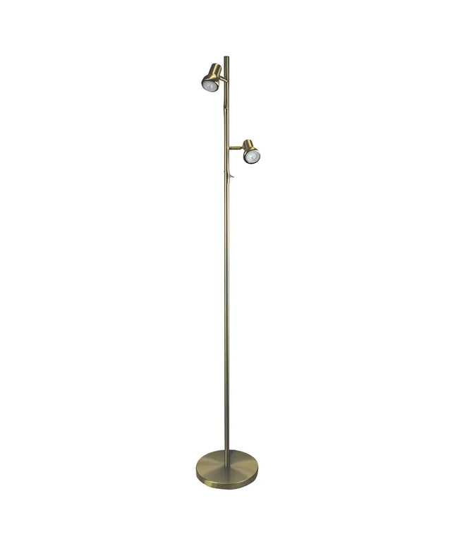 Daxam 2 Light Floor Lamp LED Antique Brass - SL98592AB-Floor Lamps-Oriel Lighting