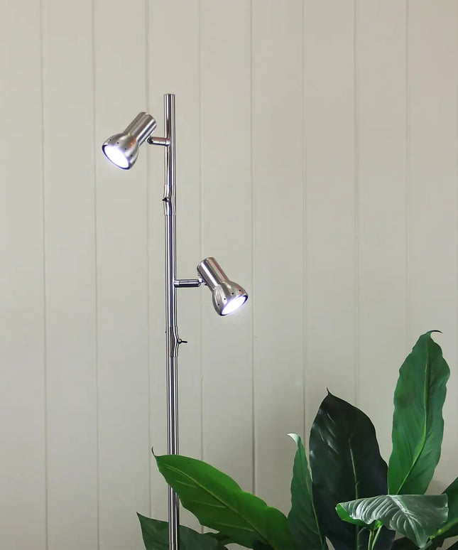 Daxam 2 Light Floor Lamp LED Brushed Chrome - SL98592BC-Floor Lamps-Oriel Lighting