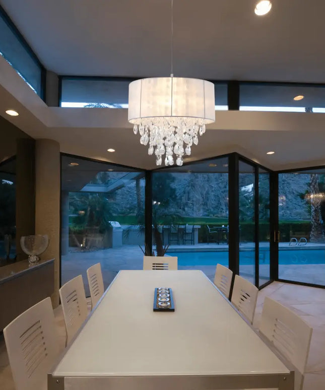 Delia White Acrylic Chandelier Pendant Light | Modern Angel Tear Crystal Shade
