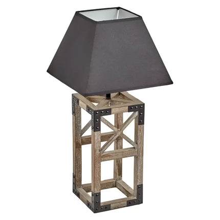 Designer Wooden TABLE LAMP Modern Rustic Geo Industrial Retro Desk Light - Home & Garden > Lighting