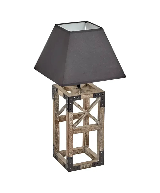 Designer Wooden TABLE LAMP Modern Rustic Geo Industrial Retro Desk Light - Home & Garden > Lighting
