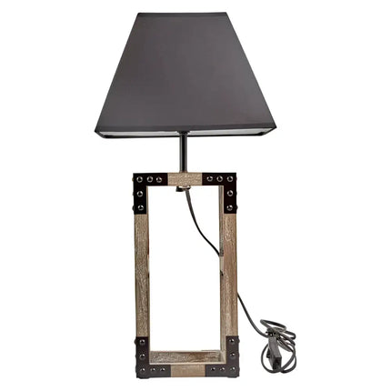 Designer Wooden TABLE LAMP Modern Rustic Geo Industrial Retro Desk Light - Home & Garden > Lighting