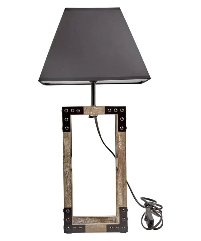 Designer Wooden TABLE LAMP Modern Rustic Geo Industrial Retro Desk Light - Home & Garden > Lighting