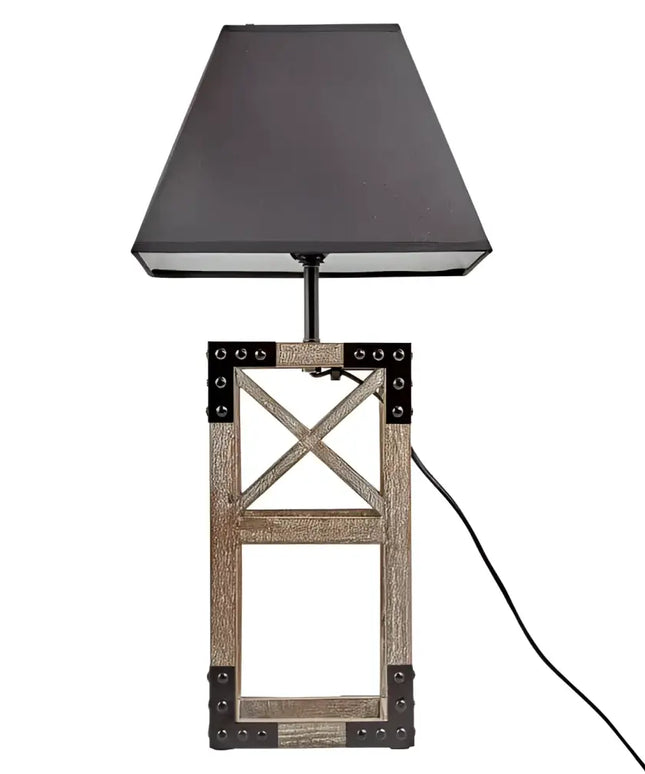 Designer Wooden TABLE LAMP Modern Rustic Geo Industrial Retro Desk Light - Home & Garden > Lighting
