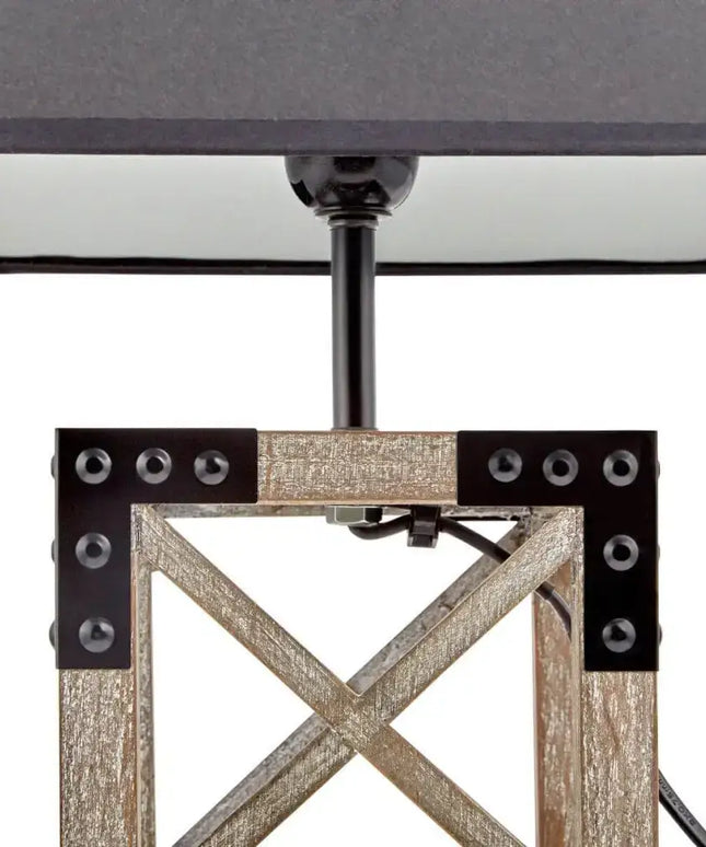 Designer Wooden TABLE LAMP Modern Rustic Geo Industrial Retro Desk Light - Home & Garden > Lighting