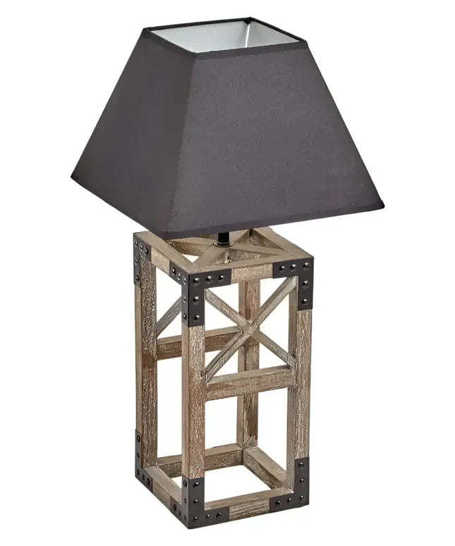 Designer Wooden TABLE LAMP Modern Rustic Geo Industrial Retro Desk Light - Home & Garden > Lighting