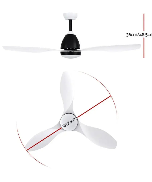 Devanti white ceiling fan installed in a modern indoor living space