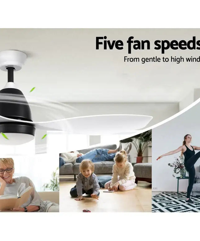 Built-in 18W LED light with 3 color temperature options on Devanti ceiling fan