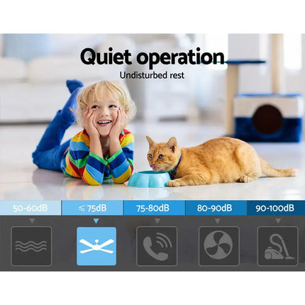 Dark wood ceiling fan with an 8-hour timer for convenience