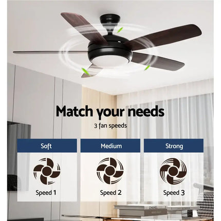 Devanti 52’’ Ceiling Fan AC Motor 5 Blades w/Light - Dark Wood - Appliances > Fans > Ceiling Fans