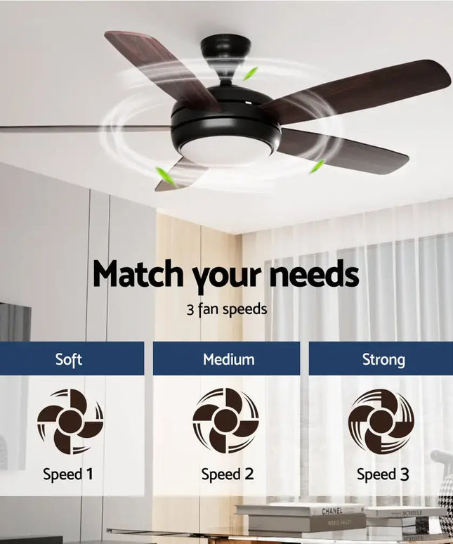 Devanti 52’’ Ceiling Fan AC Motor 5 Blades w/Light - Dark Wood - Appliances > Fans > Ceiling Fans