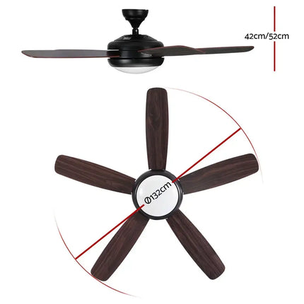 Devanti 52’’ Ceiling Fan AC Motor 5 Blades w/Light - Dark Wood - Appliances > Fans > Ceiling Fans