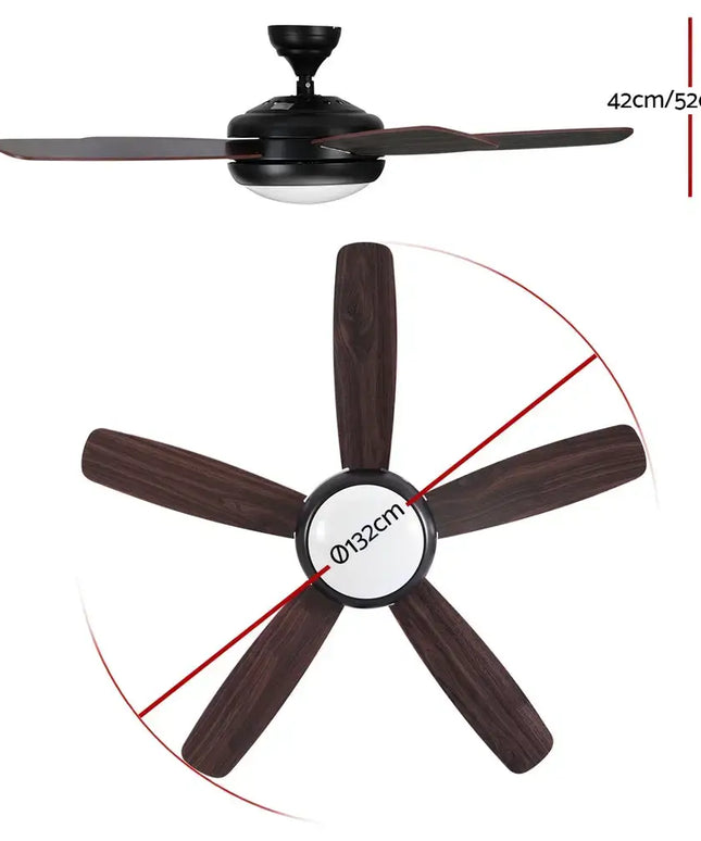 Devanti 52’’ Ceiling Fan AC Motor 5 Blades w/Light - Dark Wood - Appliances > Fans > Ceiling Fans