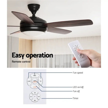 Devanti 52’’ Ceiling Fan AC Motor 5 Blades w/Light - Dark Wood - Appliances > Fans > Ceiling Fans