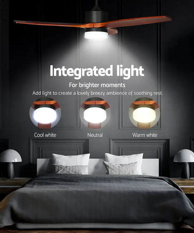 Stylish ceiling fan with built-in LED light – 3 color temperature options