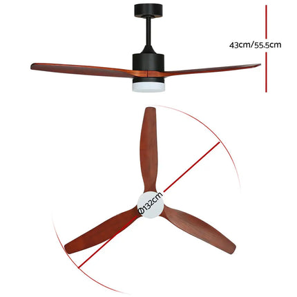Devanti dark wood ceiling fan with three-speed settings and timer function
