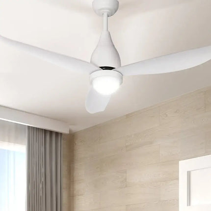 Modern ceiling fan with three ABS blades and energy-efficient DC motor
