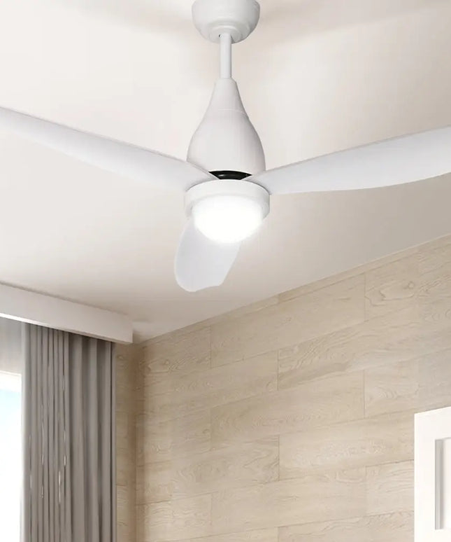 Modern ceiling fan with three ABS blades and energy-efficient DC motor