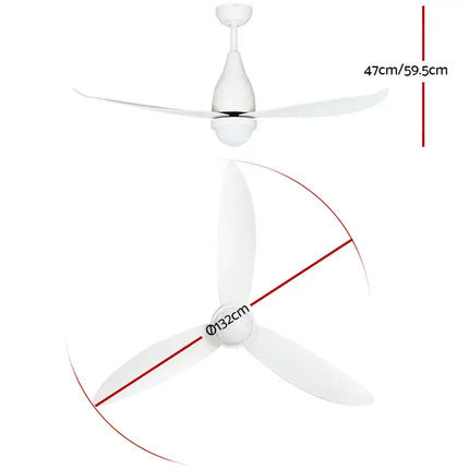 White ceiling fan with five-speed settings and sleek modern design