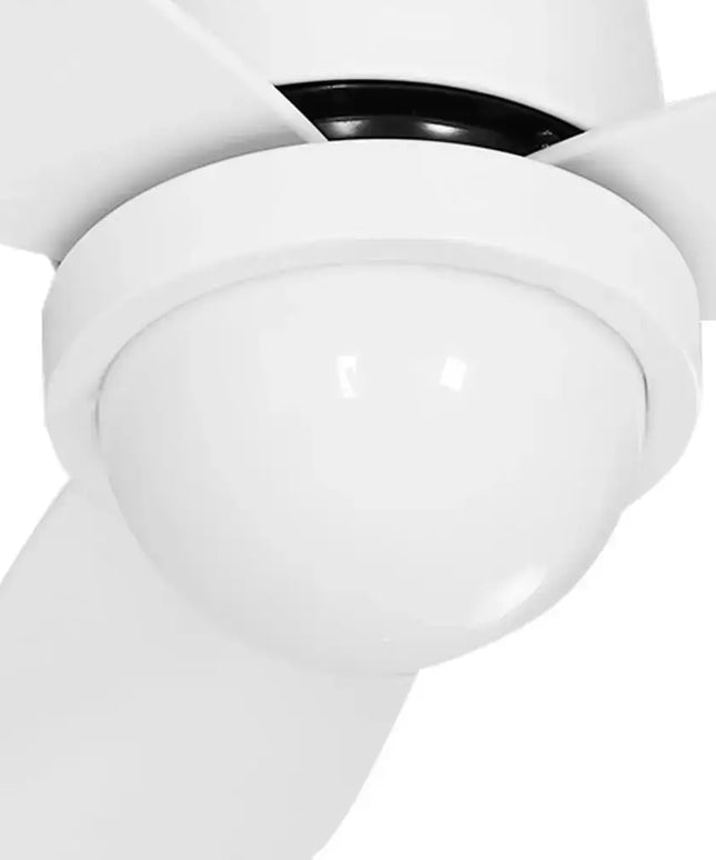 Remote-controlled ceiling fan with LED lighting for indoor and outdoor use