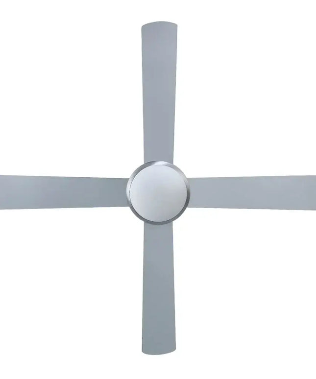 Remote-controlled ceiling fan with wooden blades and sleek, modern aesthetics