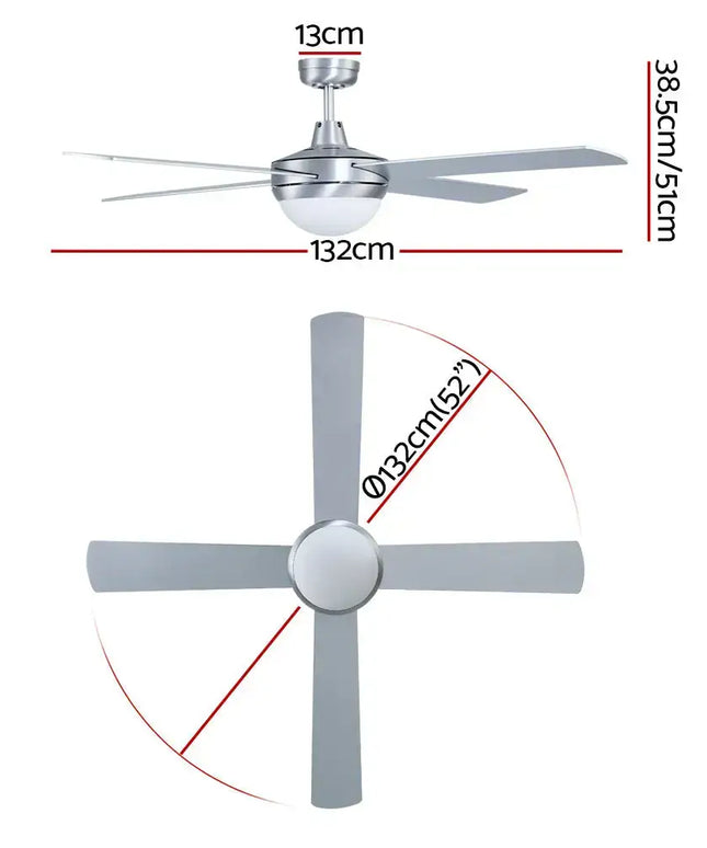 High-performance 52” ceiling fan with extension rod for customizable installation