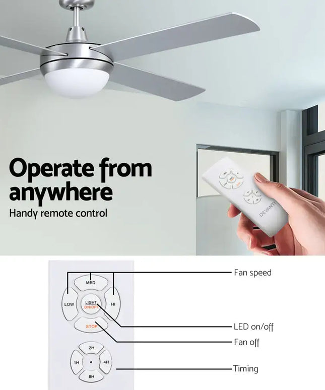Stylish ceiling fan with built-in LED light – Three adjustable color temperatures