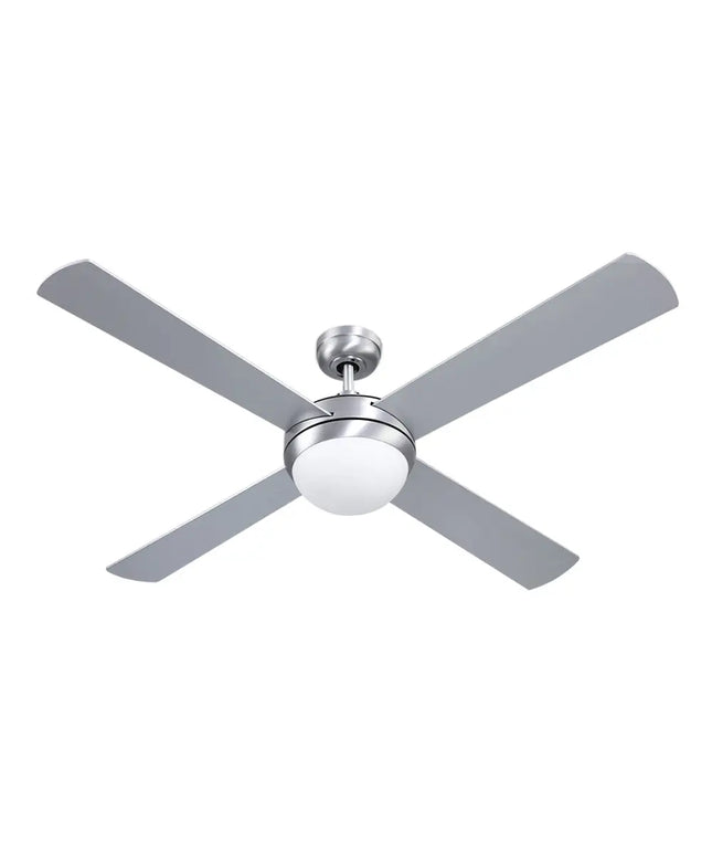 Devanti 52” Ceiling Fan with LED Light and Remote – Silver Finish