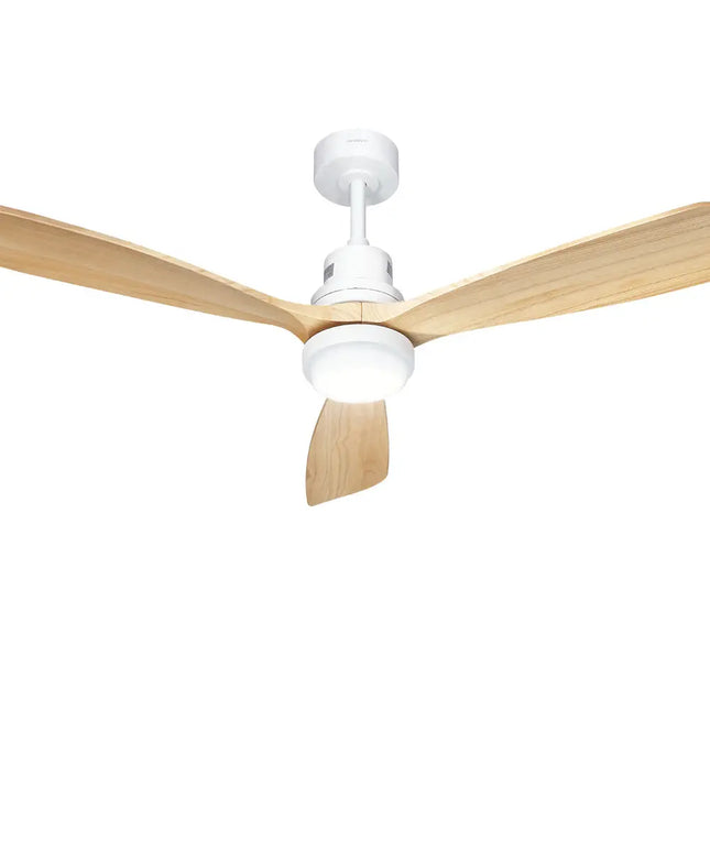 Devanti 52” Ceiling Fan with LED Light and Remote – Light Wood Finish
