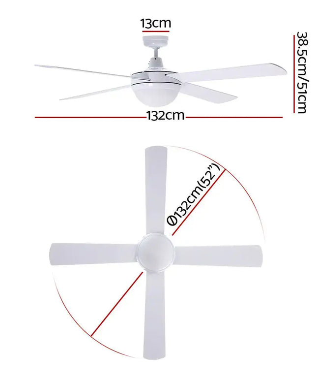 Four-blade ceiling fan with an 8-hour timer for added convenience