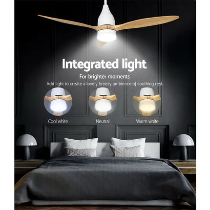 Energy-efficient ceiling fan with warm, neutral, and cool white LED options