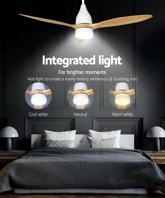 Energy-efficient ceiling fan with warm, neutral, and cool white LED options