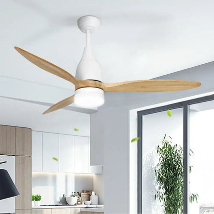 Elegant wooden-blade ceiling fan with a modern, stylish design